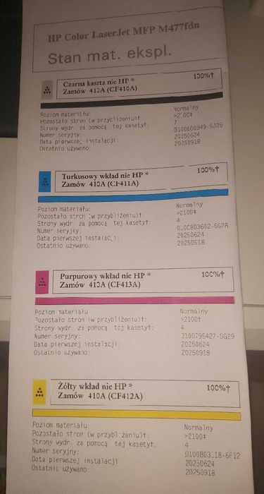 Drukarka HP Color LaserJet Pro MFP M477fdn 31k wydrukow