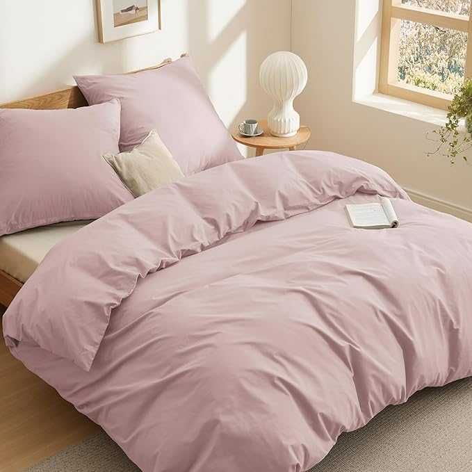 BEDSURE Pościel Bawełniana 200x200 cm Różowa Oeko-Tex