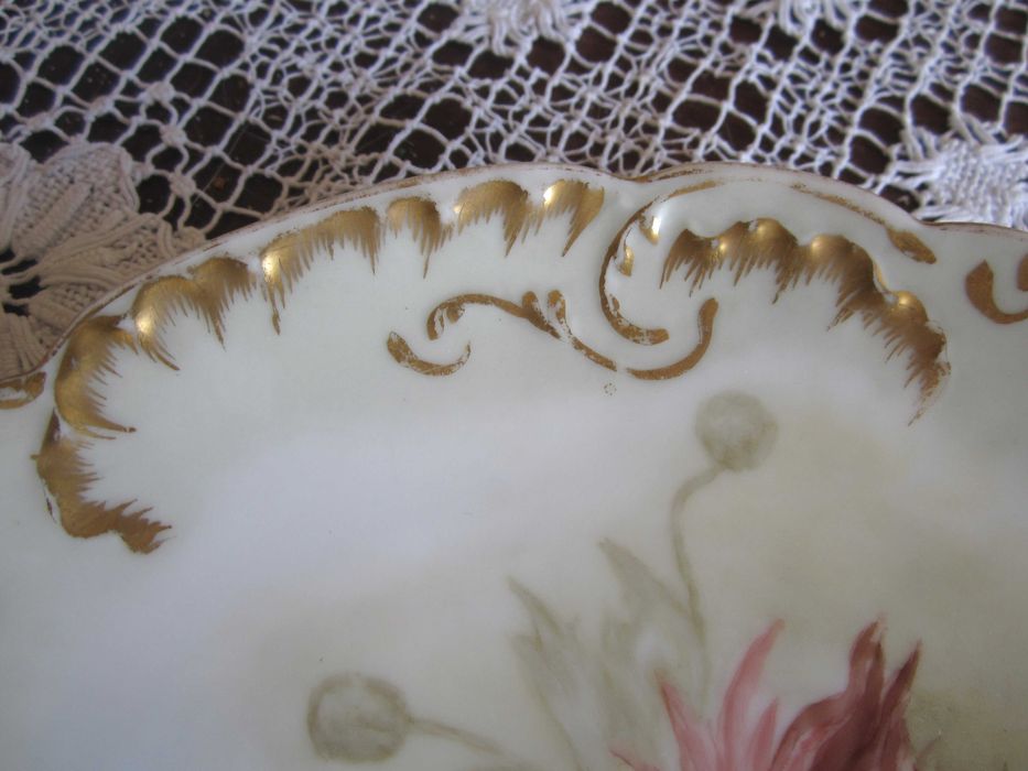 talerz Limoges Francja koniec XIX w. ręcznie malowany chryzantemy