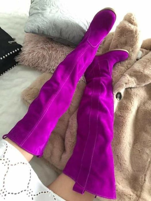 Kozaki muszkieterki wysokie damskie skóra