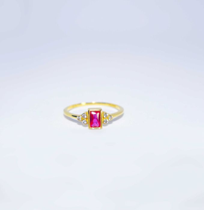 18K Gold Ring, love ring, gift for her, Zircon Ring- Birthday Gift - Gold Ring, Purple Zircon Ring, Red Zircon Statement Ring