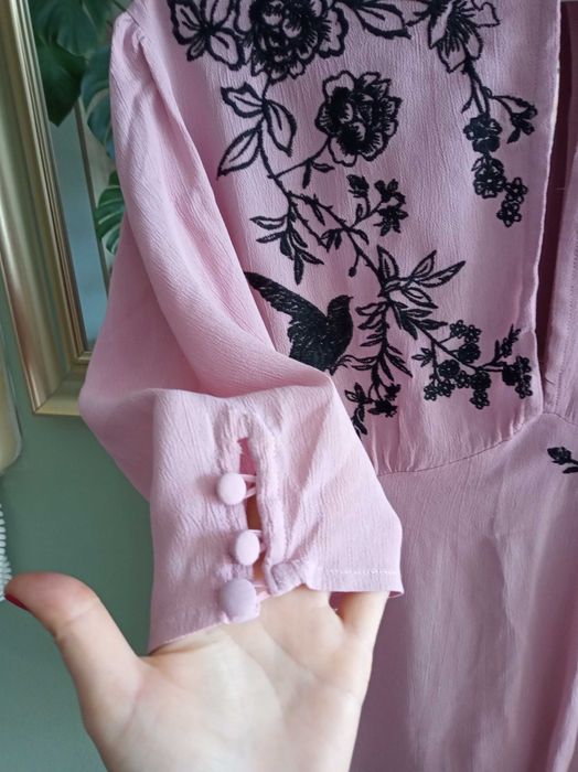 Elegancka bluzka ASOS 40 L baskinka odkryte plecy wieczorowa haft