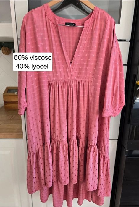 Sukienka z falbanami scandi r.40 wiskoza oversize luźna