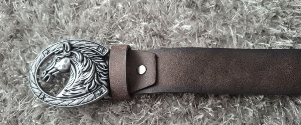 Brązowy pasek do spodni tuniki sukienki boho  inisex dziki zachód 108 cm