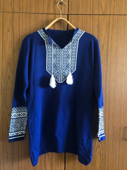 Вишиванка женская S розмір, сукня-туніка,вишите синє  плаття  42-44 р.