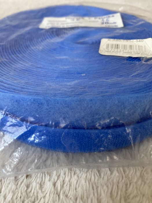 Taśma rzep 10 m x 1,6 cm niebieski haczyk + pętelka