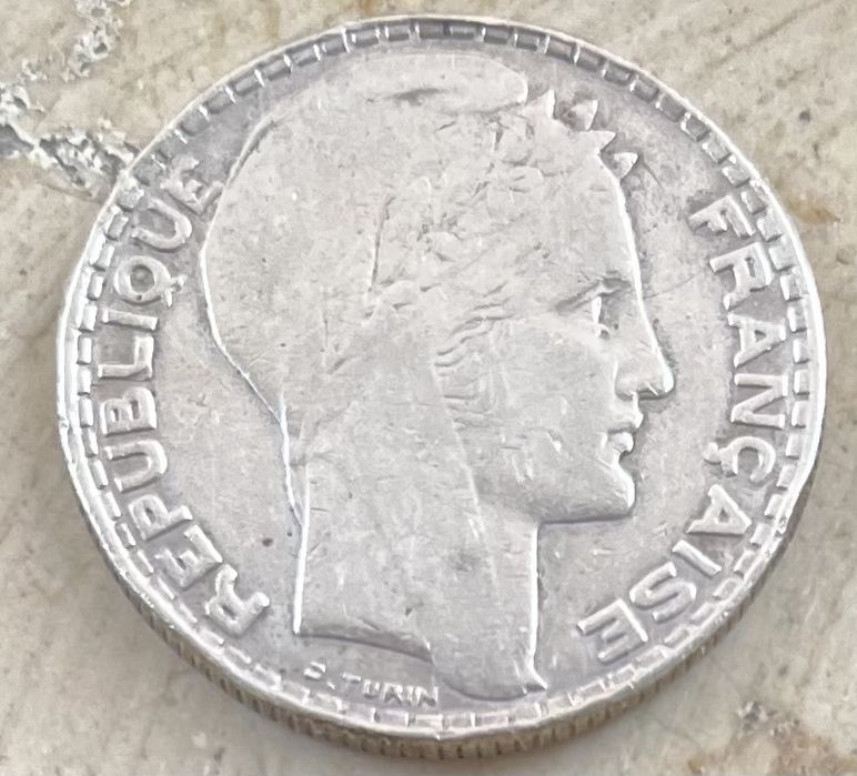 Moeda de prata de 10 francos de 1934 de França