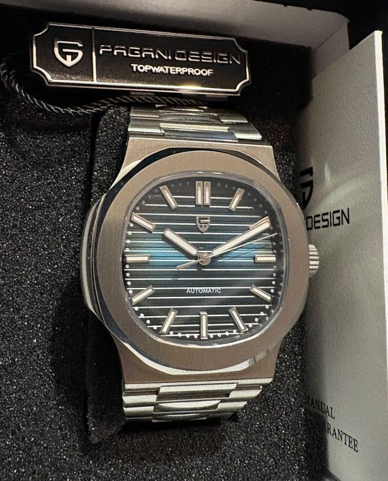 Zegarek Automatyczny Pagani Design PD 1728 wzorowany na Patek Philippe Nautilus blue