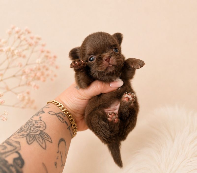 ***Dlugowłosy xxs mini  zjawiskowy chłopczyk chihuania czekoladowy***