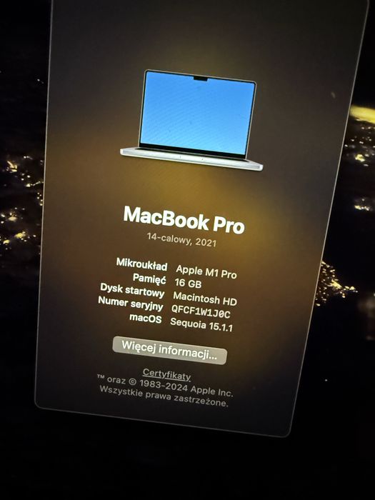 Macbook pro 14  m1 16gb 500gb ssd
