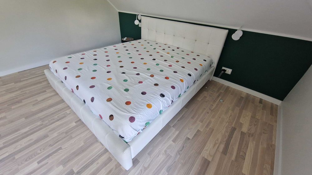 ŁÓŻKO białe ekoskóra na materac 200x180!