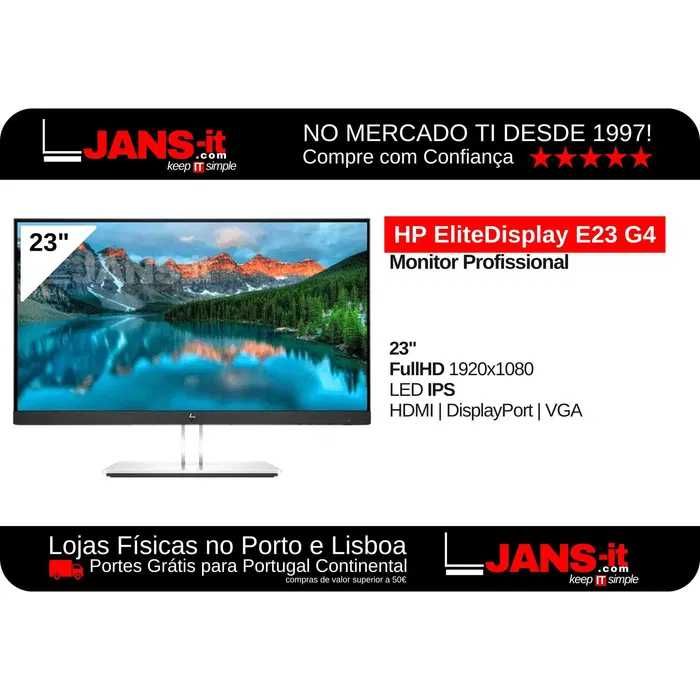HP EliteDisplay E23 G4 Monitor | 23" | 16:9 | 1920x1080 FullHD | 60Hz64740145085059120