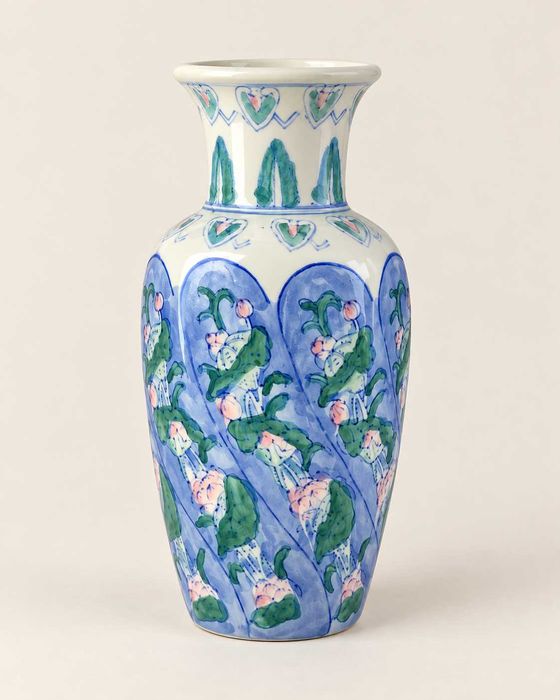 Jarra Decorativa em Cerâmica Pintada à Mão – Azul e Verde