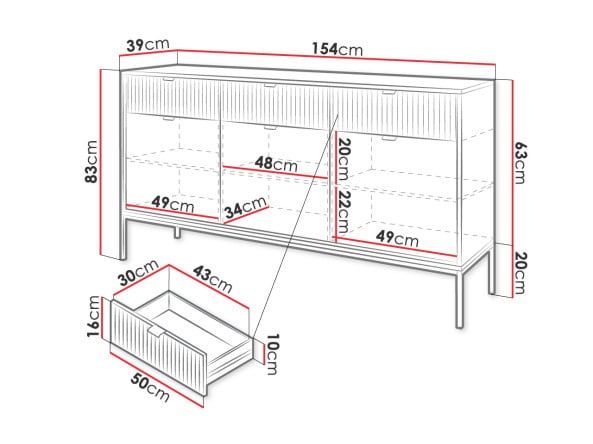 Komoda Nova Ksz154 Czarny Loftowy