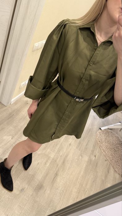 Трендова сукня хакі, сукня котонова
