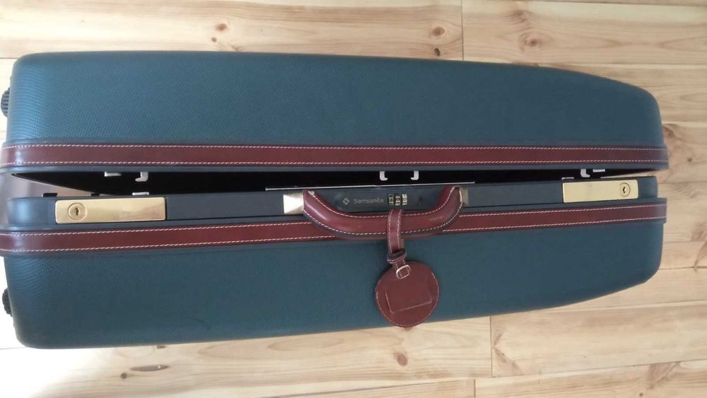 Чемодан большой Samsonite 74*53*28 см пластик с кожаной отделкой