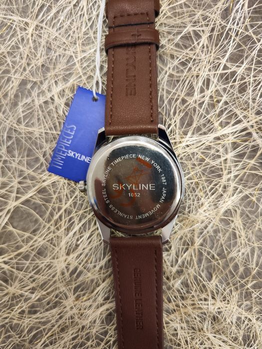 Relógio de pulso masculino, castanho em pele da Skyline