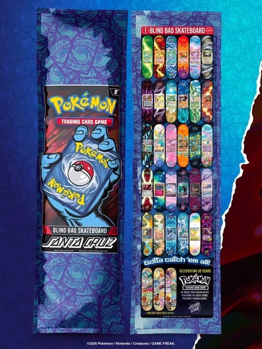 Pokemon x Santa Cruz blind bag deska skateboard