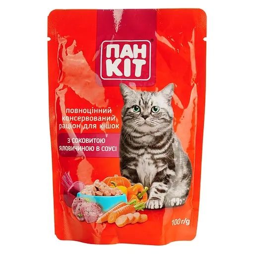 Вологий корм для котів Пан Кот паучі | влажный корм паучи | Пан Кот