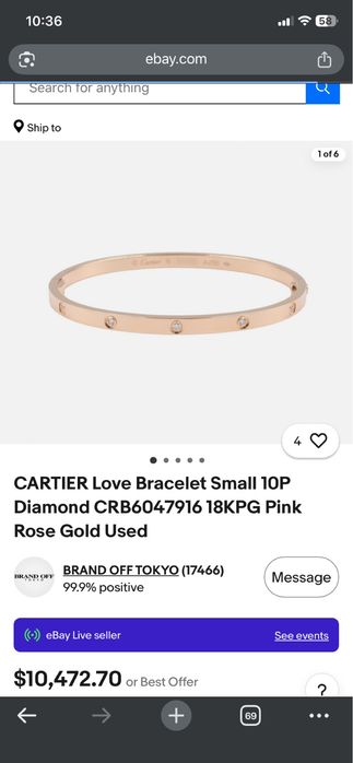 Cartier LOVE Small Bracelet 750 (18K) Yellow Gold Original