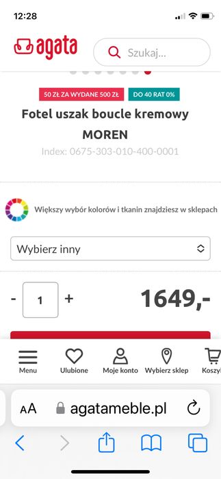 Fotel uszak Agata Meble Moren kremowy boucle