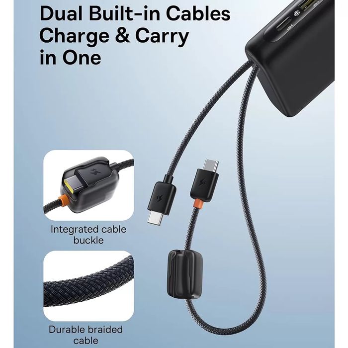 Повербанк 100W Baseus EnerFill FC41 20000mAh із вбудованими кабелеми