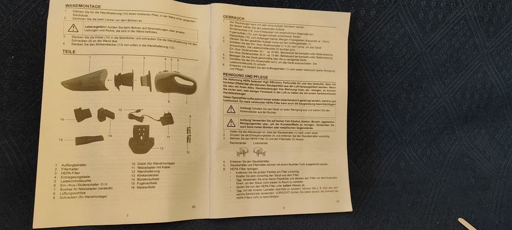 Ручной аккумуляторный пылесос IDEENWELT (Akku-Handstaubsauger)