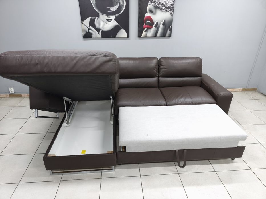 Шкіряний розкладний диван 254х165 см! Кожаный уголок