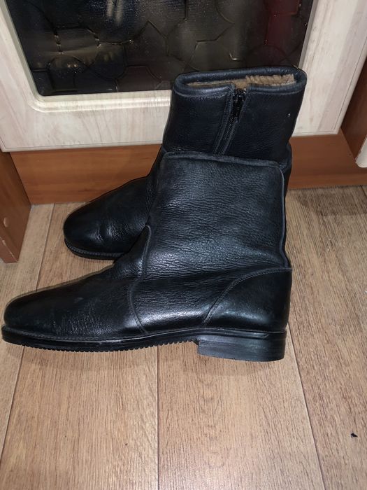 Ботинки кожаные цигейка