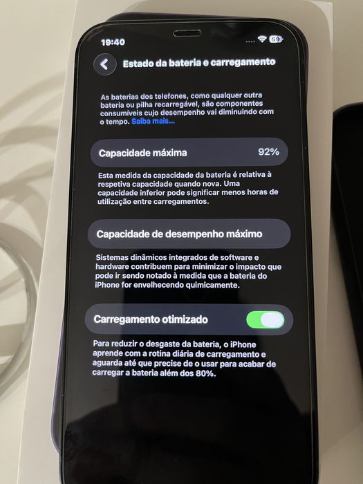 iPhone 12 preto com garantia e 92% de bateria