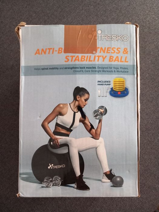 Piłka do ćwiczeń TRESKO, bez BPA, z pompką | Piłka do fitnessu, jogi,