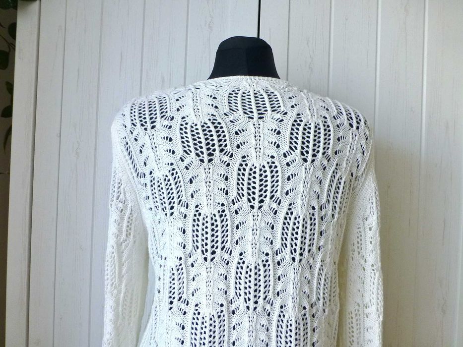 Lunik Woman biały ażurowy lekki sweter M/L