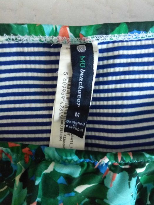 Biquíni com folhos verde azul e branco às riscas MO