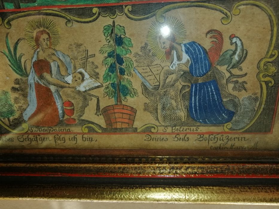 19-sto wieczny obraz religijny kolażowy