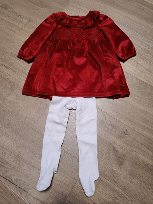 Zestaw okazjonalny, elegancka sukienka i rajstopy, 68-75, George