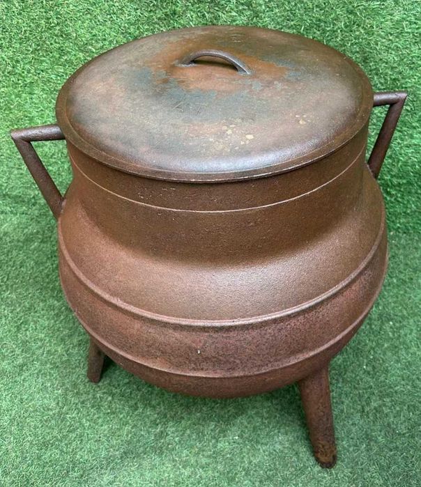 Panela de 60 Litros antiga e rara, pote de ferro fundido com três pernas, antiguidade