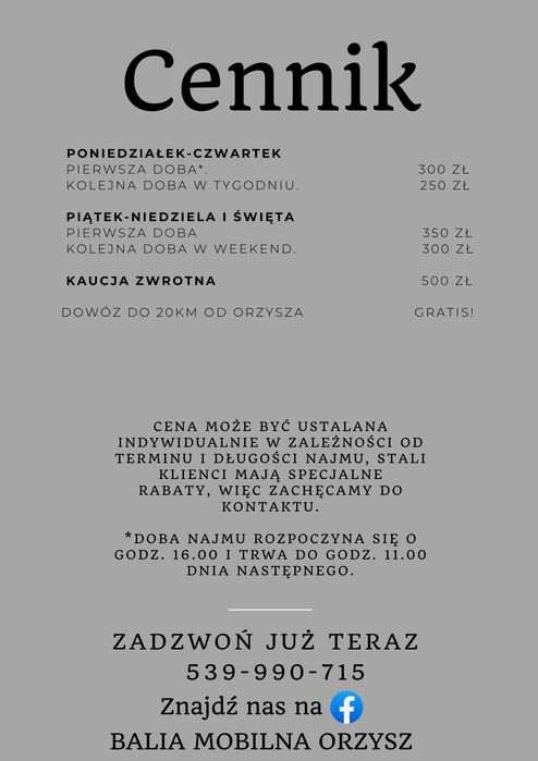 Balia Mobilna Wynajem