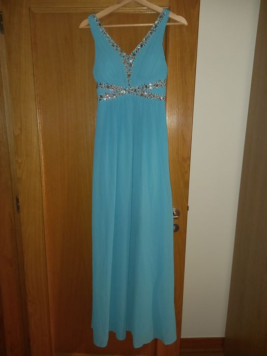 Vestido de cerimónia azul turquesa