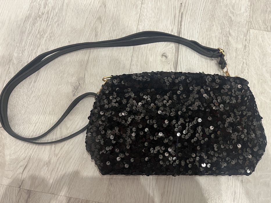 13x20 torebka damska cekinowa czarna elegancka