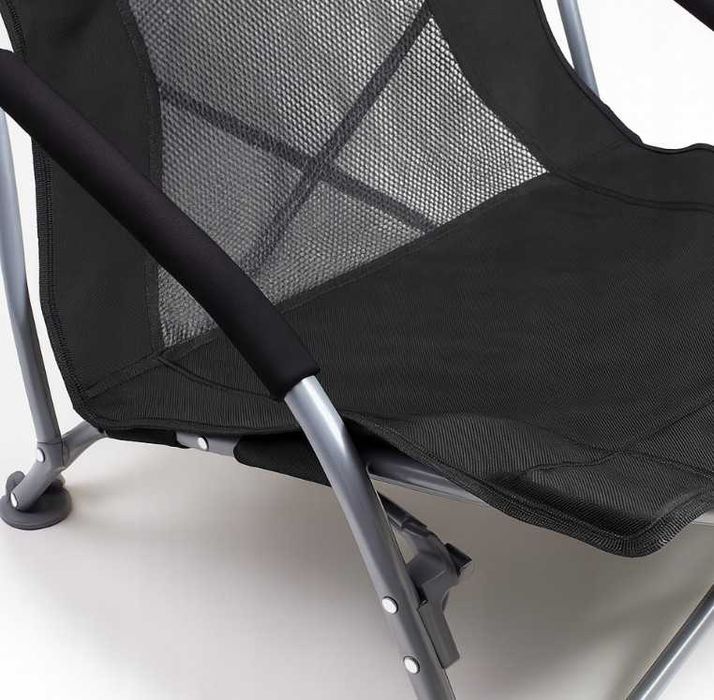 Krzesło Turystyczne Plażowe Wędkarskie Składane Czarny + Pokrowiec