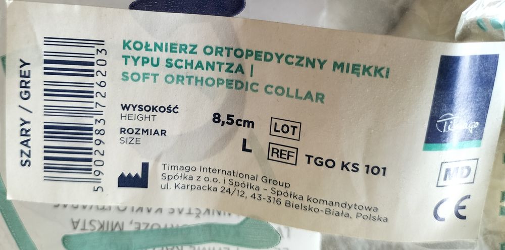 Kołnierz ortopedyczny miękki