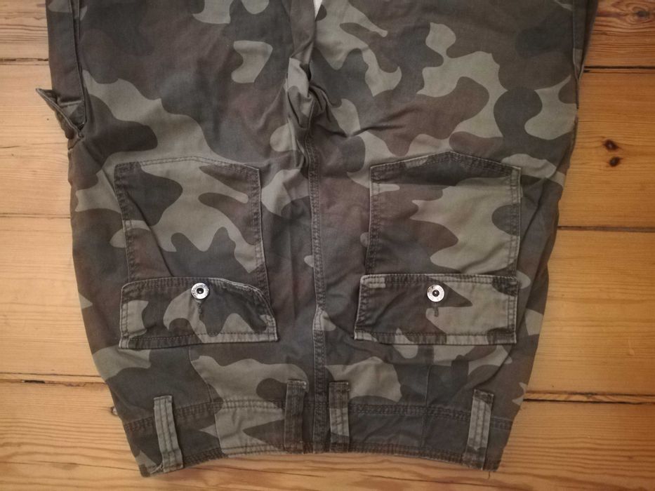 Spodnie damskie  płócienne Bershka Cargo melanż kaki 32 nowe