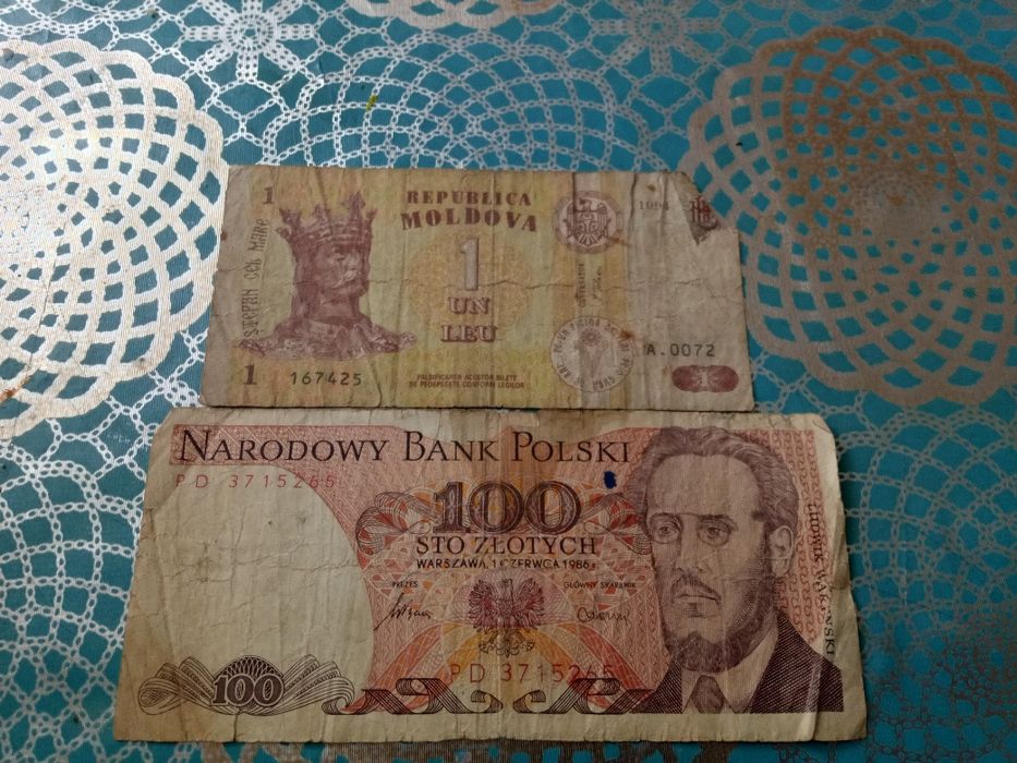 100 злотихПольща,1 лей Молдова