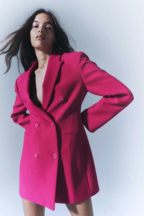 ZARA Luksusowa SUKIENKA MARYNARKA limitowana L fuksja