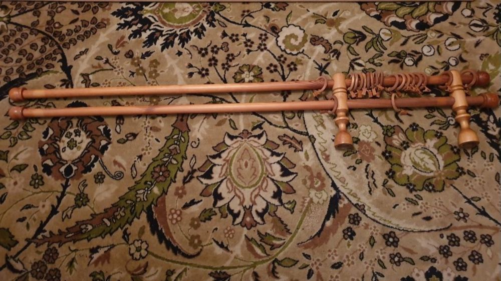 Zestaw 2 karnisze drewniane karnisz 150cm 24cm kolor olcha