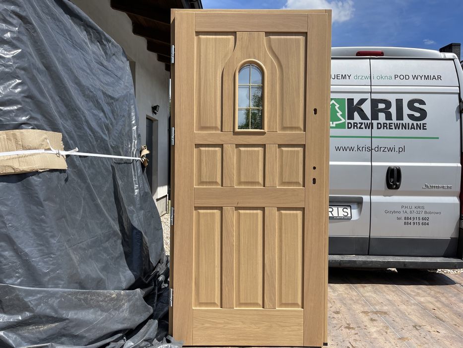 Drzwi zewnętrzne drewniane dąb na wymiar Czyste Powietrze Cała Polska