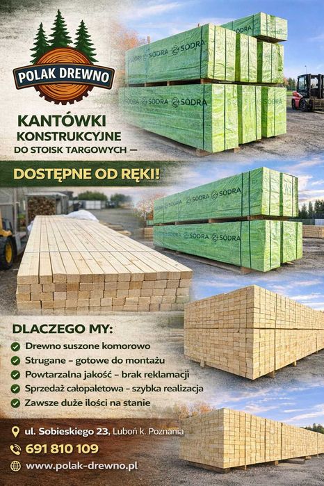 Kantówka 45x95  C-24 Drewno konstrukcyjne ,sucha kantówka TANIO