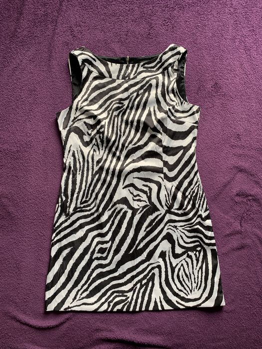 Sukienka 40 (12), L, Oasis, zebra, na okazje,krótka,  czarno-biała