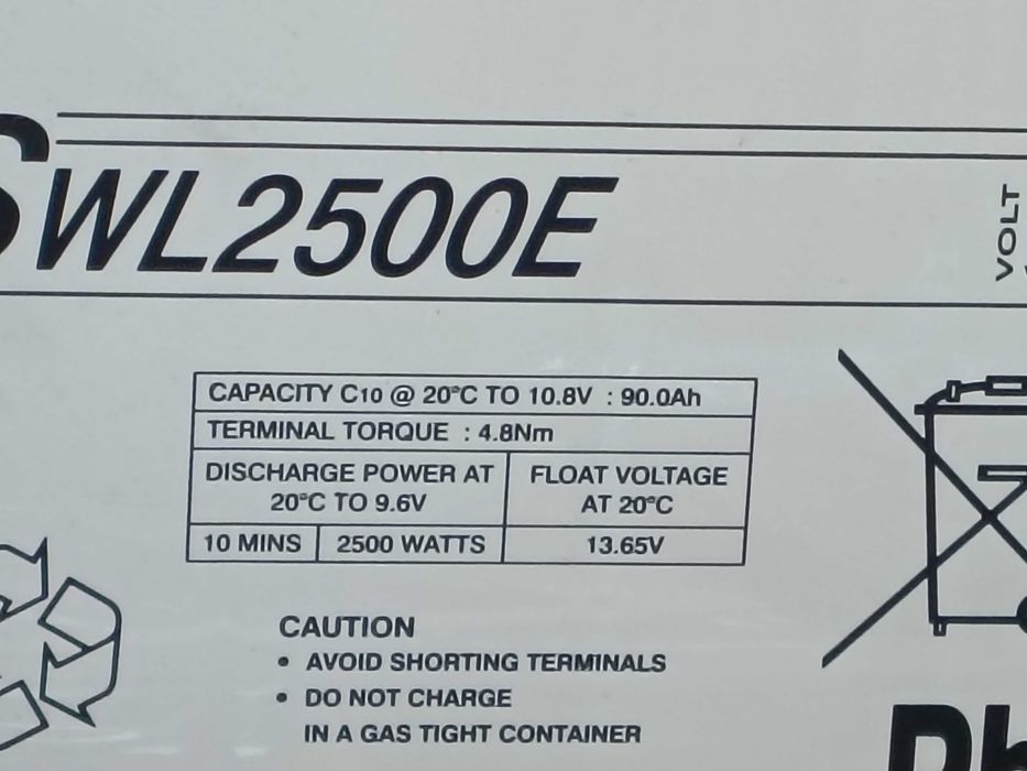 Akumulator Yuasa SWL2500E AGM 12V 93.6Ah Używany Sprawny