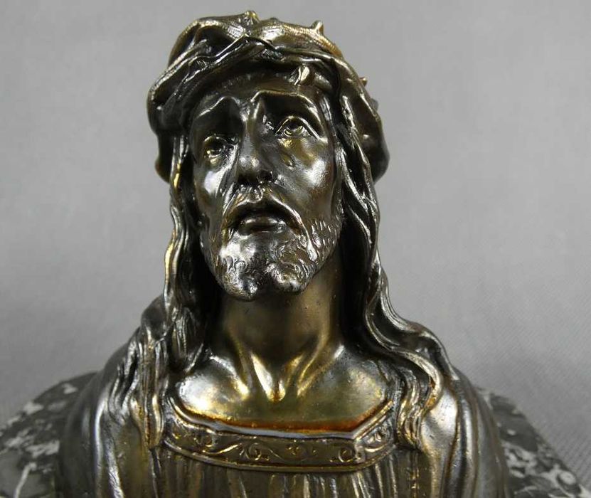 Figura popiersie JEZUS cierniem ukoronowany marmur metal